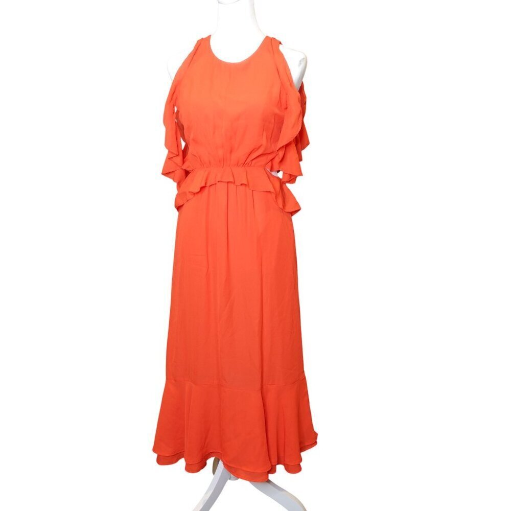 Maison Jules Women's Ruffled cold shoulder casual dress red women's size XS - Picture 2 of 11